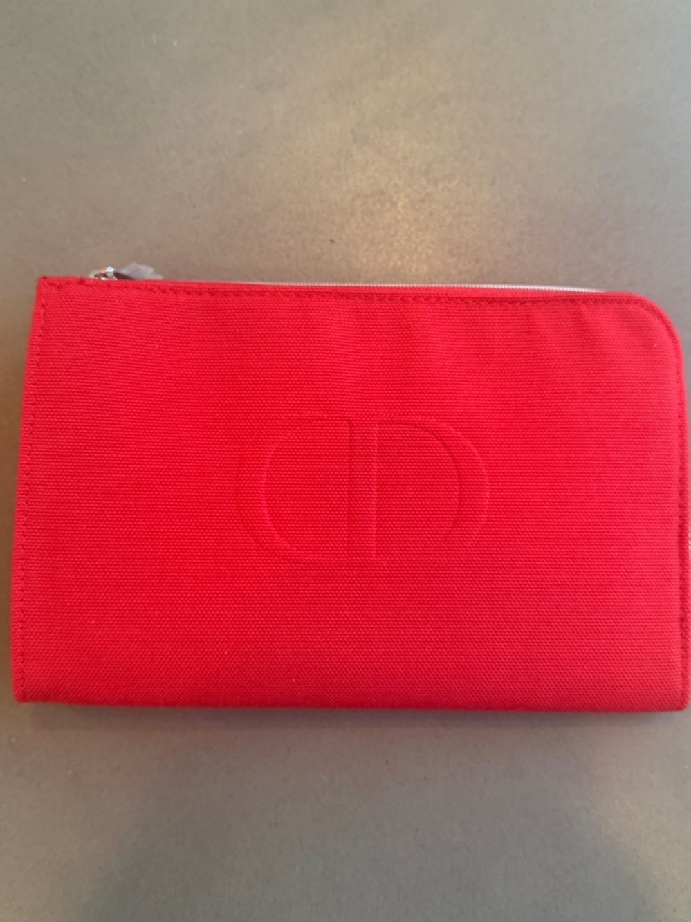 Dior Red Embossed CD Canvas Zip Pouch - Picture 3 of 9